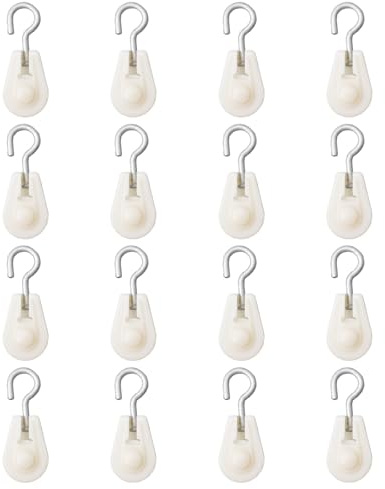 UFURMATE Single Pulley Roller, 16Pcs Mini Kunststoff Pulley Hooks 360 Grad Single Swivel Pulley Block Wire Towing Wheels für DIY Pulley System