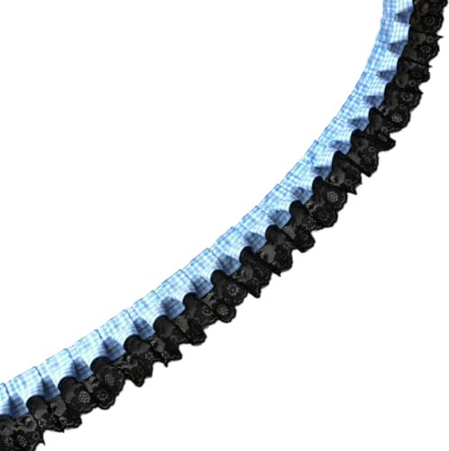 Wambere 10 Yards 5cm Spitzenband Spitzenborte Rüschenspitze Rüschenband Spitzenbordüre Plisseespitze Dekoband Zierband für DIY Nähen Handwerk Weihnachten Hochzeit Deko Scrapbooking Geschenkbox,Blau