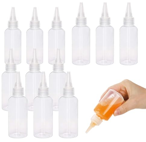 LYQNIHOB Set di 12 Bottigliette Squeeze in Plastica Trasparente da 15 e 20ml - Dispenser Vuoti per Condimenti come Olio, Ketchup, Senape, Maionese e Salse con Tappo per un Dosaggio Facile ed Igienico