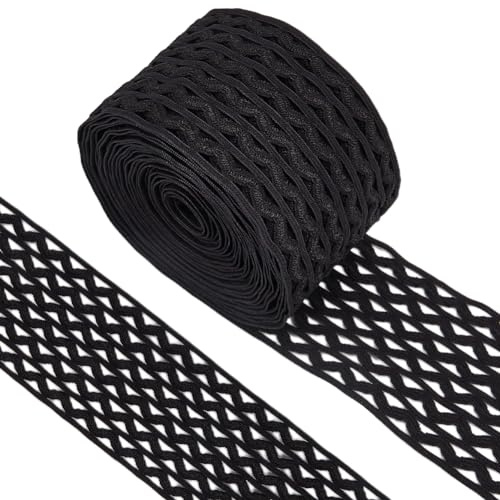 GORGECRAFT 5 m 6 cm bred svart våg elastiskt band randigt elastiskt band rickrack midjeband platt stretchig väv sömnad stickning rem trimband för gör-det-själv hantverk pannband väskor