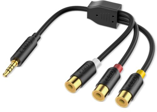 J&D Adattatore per componenti AV, adattatore di ingresso AV da 3 RCA a 3,5 mm, femmina a maschio, compatibile solo con TV Sony, adatto per lettori DVD, console di gioco, 20 cm