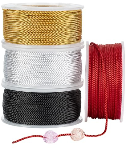 PH PandaHall 100 Iarde Spago di Nylon 1.5mm Filo di Nylon per Perline, 4 Colori Filo di Colorato per Gioielli Braccialetti e Lavori di Artigianato