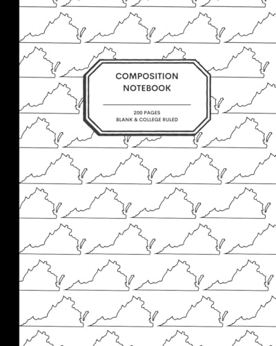 8x10 Composition Notebook - 200 Alternating Blank and College Ruled Pages - Virginia State Outline Notebook Journal with Clean White Background for Kids, Preteens, Teens and Adults