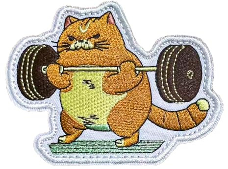 Sport Hanteln Katze Fitness Aufnäher Moral Patches Klett Stickerei Klettverschluss Für Taktische Kleidung Rucksack Baseballkappe Uniform Weste Hundegeschirr