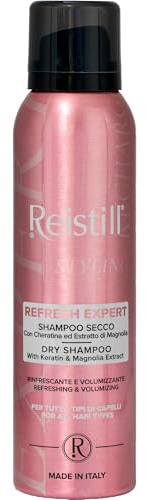 Reistill Shampooing Sec, absorbe l’excès de sébum et apporte un volume immédiat, sans résidus blancs, tous types de cheveux, à la Kératine et à l’Extrait de Magnolia 150 ml