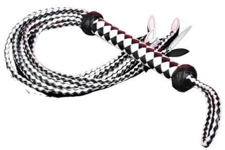 Generico Frusta a 9 Fili in Vera Pelle, Frusta in Pelle for addestramento equestre, Impugnatura in Pelle con Cinturino da Polso, Disponibile in Varie Misure e Colori
