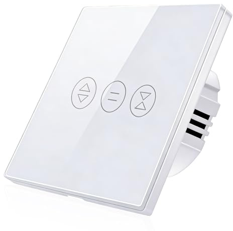 Vit | WLAN rullgardinsswitch, 86 mm x 86 mm rullgardinsswitch, smart LED-persienner, timer och röststyrning, kompatibel med Siri, Alexa, Google Home
