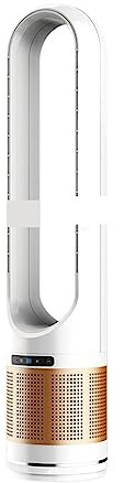 ERETYRET 50 Zoll Blattloser Elektrischer Turmventilator, Digitalanzeige, 8 Stunden, Intelligentes Timing, Luftreinigung, Haushaltskühlung, Bodenventilator, Gänge PräZiser Luftstrom(White Golden)