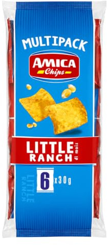 Amica Chips Little Ranch Snack di Mais Multipack (6x30g), Snack Croccante di Mais, 180 g