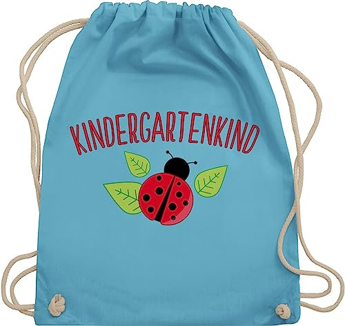 Shirtracer Turnbeutel Rucksack - Hallo Kindergarten - Taschen - Kindergartenkind Marienkäfer - Unisize - Hellblau - kindergartenbeutel wechselsachen tasche kita kindergärten eintritt umhängebeutel