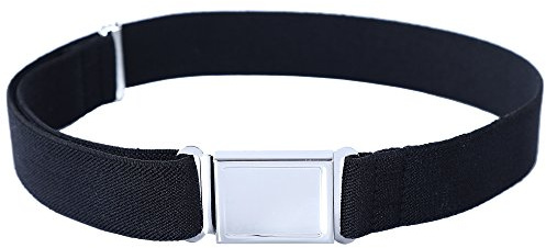 Kids Toddler Adjustable Magnetic Belt - Big Elastic Stretch Belt with Easy Magnetic Buckle for Boys Girls (Black)(Size: One size)