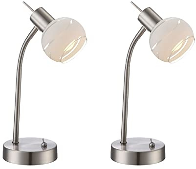 Globo 2er Set LED Tischleuchten ELLIOTT flexibel, Glasschirm satiniert