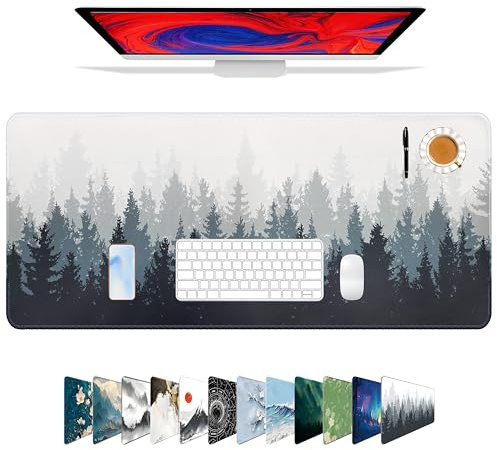 Galdas Gaming musmatta skog bakgrund mönster XXL XL stor musmatta lång utökad musmatta skrivbordsmatta halkskydd gummi möss dynor sydda kanter tunn dyna (80 x 30 cm) träd