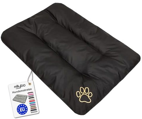 millybo ECO Hundematratze, Hundebett für Kleine, Mittlere, Große Hunde - wetterfestes Hundekissen, kuscheliges Schaum Tierbett, Outdoor & Robustes Hundematte - 90x60x8 cm Schwarz