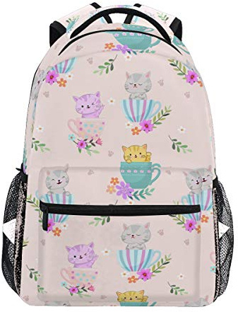 Chat Tasse De Café Chaton Bandoulière Sacs Cartable à Dos à Cartable Étudiants Sac pour Scolaire Filles Voyages Garçons