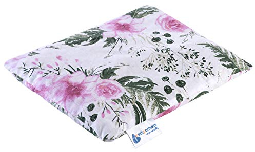 Medi Partners Kirschkernkissen Mikrowelle 20x25cm Körnerkissen groß Wärmekissen 500g Rechteck 100% Baumwolle Öko Natur Massagetherapie - Kirschkernkissen nacken schulter Kältetherapie (Rose Blumen)
