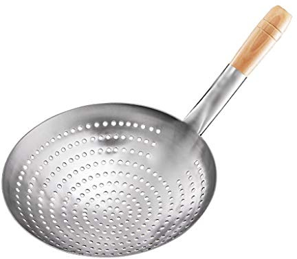 Espumadera Colador Cocina alambre de acero inoxidable colador de acero inoxidable mango de madera tamiz del grado comercial colador grande for la familia hotel Restaurantes (10.2 ) Coladores de Cocin
