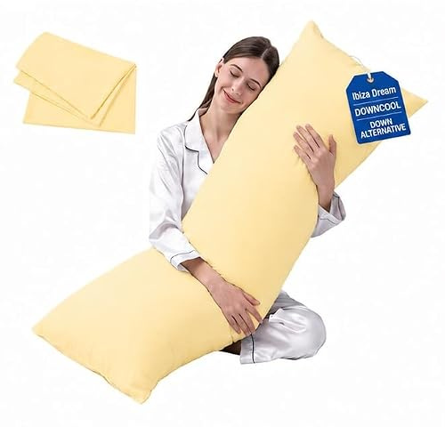 IBIZA DREAMS Antiallergenic Hollow Fibre Filled Bolster Pillow with Free Pillow Case (LAMON, 4FT)