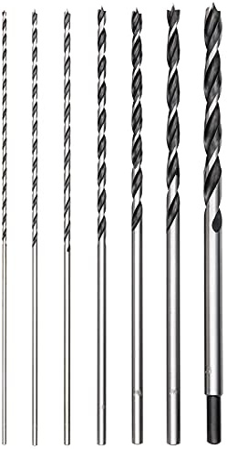wesleydrill 7 Pcs Extra Long Brad Point Drill Bit Set,12 300mm Carbon Steel Wood Drill Bits Set,Fit for Bench Hand and Conventional Electric Drill