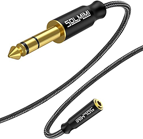 SOLMIMI 1/4 Klinke Adapter 6.35mm Klinkenstecker auf 3.5mm Kupplung Aux Audio Adapter für E-Piano, E-Gitarre, Kopfhörerverstärker, Keyboard, Mixer, Bass, Recorder, Heimkino-Geräte - 0.3 Meter