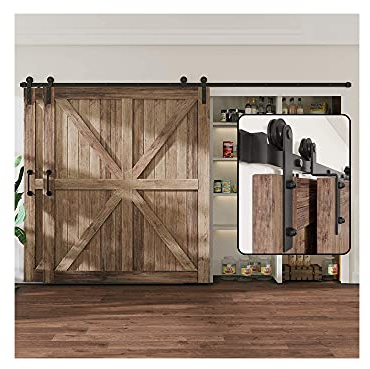 LWZH 12FT/366cm Porte de Grange Coulissante Kit de Quincaillerie pour Porte de Grange Coulissante pour Double Porte