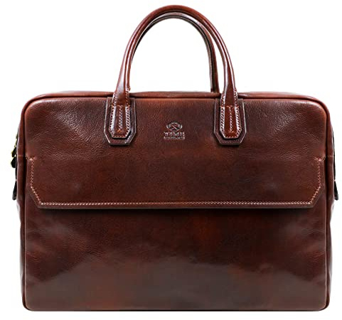 Time Resistance Leder Aktentasche Vollnarbenleder Laptoptasche bis zu 17 für Männer und Frauen
