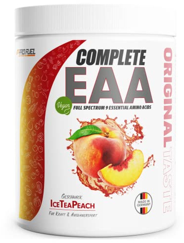 EAA Pulver 2x500g ICE TEA PEACH - 12.500mg essentielle Aminosäuren, unglaublich lecker & erfrischend - COMPLETE EAA mit allen 9 EAAs inkl. Histidin - EAA vegan Aminosäuren Pulver - Amino Drink