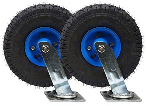 WORDFUN Schwerlast Luftreifen Gummi Rollen 200mm 250mm, Lenkrolle Mit Bremse, Doppeltes Kugellager Transport Bockrolle, Für Trolleys, Möbelroller Transportroller, Werkbank Rollen, Mit Bremse