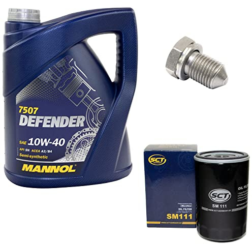 Motoröl Set 10W40 5 Liter + Ölfilter SM111 + Ölablassschraube 15374