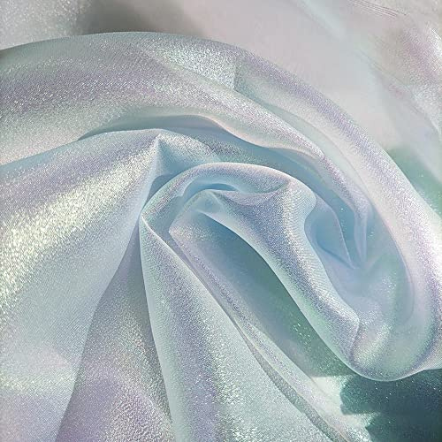150cmx1m Organza Stoffe,Glanz Satin Modestoff Dekostoff Kostümstoff Stoffe zum Nähen Meterware Dekorieren,Lasertuch,Hauch Zart,Fein,Durchsichtig,zum Dekorieren Basteln,DIY Nähmuster Handwerk,Blau