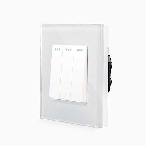 Dreifacher Mechanischer Wandschalter Wipp Lichtschalter Wippe 3 Fach mit Glasrahmen in Weiß UP Einbau Kipp Schalter für drei Leuchten von Luxus-Time
