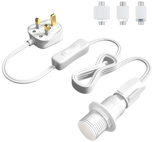 Bonlux Bottle Lamp Kit, Bottle Lamp Adaptor Kit UK, DIY Lamp Making Kit | E14 Table Lamp Fittings Bulb Holder Kit, Bottle Lamp Conversion Kit, Bottle Light Fittings For Lamps Electric, White