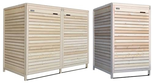 Mülltonnenbox Mülltonnenverkleidung ADRIA24 für 3 Tonnen 240L naturbelassen Müllcontainer Mülltonnenschrank Mülltonne