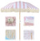 Elyrthriumc 2 m Strandschirme mit Fransen, rosa weiß gestreift, Terrassenschirm mit weißen Quasten, Regenschirm, Outdoor, tragbarer Strandschirm, Gartenschirm, UPF 50+, 3,2 cm Holzstange und