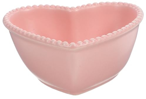PACKOVE Heart Dinner Bowl Heart Shaped Bowl Ceramic Salad Bowl Ceramic Serving Bowl Pink Porcelain Bowls for Appetizer Sauce Dessert