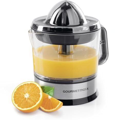GOURMETmaxx Exprimidor eléctrico para cítricos y zumo de naranja | Exprimidor de hasta 700 ml de volumen de llenado | Exprimidor de cítricos con diferentes accesorios para un sabor más fresco | 40 W