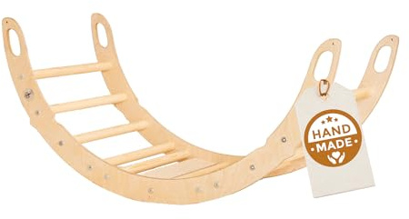WoodsCraft Kletterbogen für Kinder | Montessori Klettergerüst Indoor | Holz Indoor Kletterspielzeug | Holzkletterbogen Bogenwippe Holzwippe | Baby Klettern Indoor, Wippe Kinder, Klettern Kinder Indoor