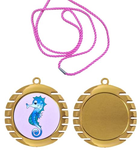 eberin · XL Medaille Schwimmen Ø 70mm · Seepferdchen · Frühschwimmer Medaillen · Schwimmabzeichen · Medaille in Gold//Silber//Bronze · Medaille personalisierbar mit Gravur ·