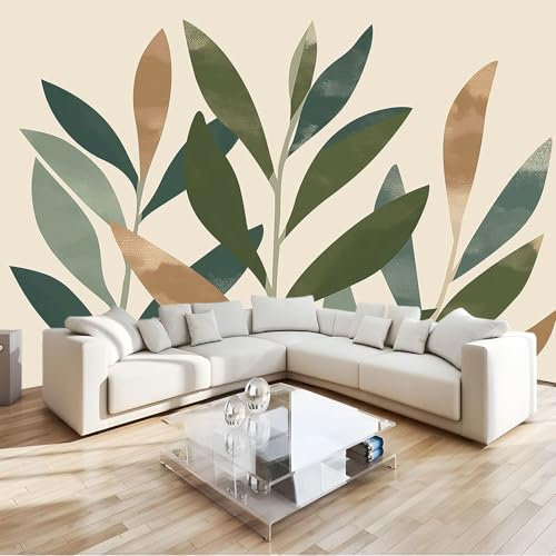 De Color Crema Fotomurales Decorativos Pared hojas de olivo verde Papel Pintado 400x280 cm Murales Pared HD Moderno 3D Impresión Del Arte Oficina Tv De Fondo Fotomurales