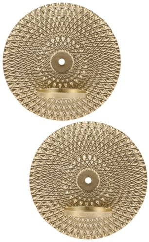 CANIGHT Holzgeflecht Adventskranz 2st Leuchter Runde Kerzen Goldene Kerze Wohnakzente Stumpenkerzenhalter Anzeige Klobürste Wandmontage Home Decor Kerzenständer Wanddekoration Wandkerzenhalter Eisen