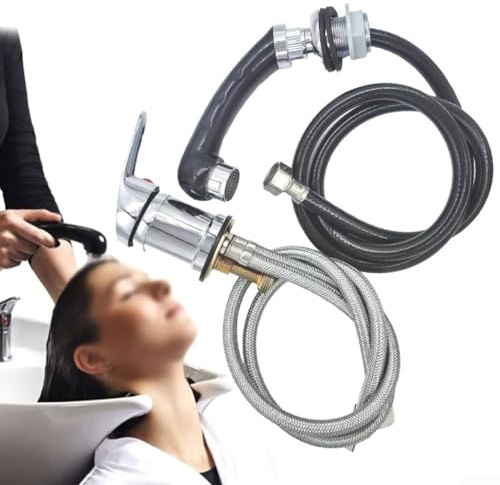 Robinet salon de coiffure avec tuyau extractible 120 cm | Mitigeur pour lit de frappe, douchette à main, ensemble complet pour chaise de salon de coiffure