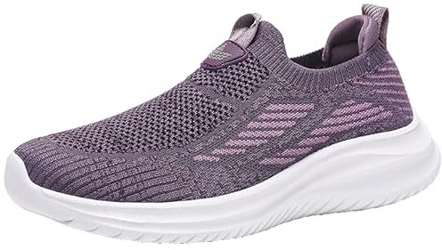 Damen Slip-On Socken-Sneakers Mesh-Schuhe Wanderschuhe Weiche Sohle Freizeitschuhe Loafer Damen Schwarz Mokassins Damen Pumps Elegant (Purple, 40)