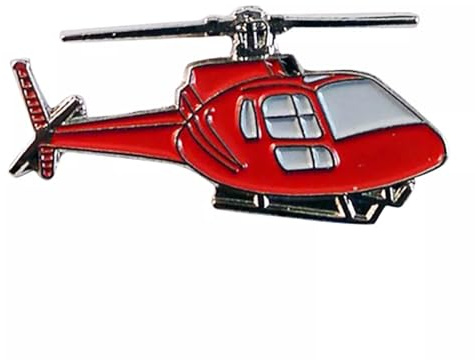GBJUK Roter Hubschrauber-Chopper Emaille-Anstecker mit Schmetterlingsverschluss auf der Rückseite, Metall