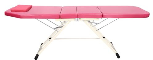 LOIRIIC Klappbar Mobile Massageliege 3 Zonen Massagetisch Mobile Massagebank Höhenverstellbarer Massageliegen mit Kopfkissen und Stützstab 60cm Breit Kosmetikliege (Rosa)