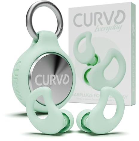 CURVD Everyday Earplugs + Case Clip Bundle, The Perfect earplug for Sleep, Travel, Noise Sensitivity/canceling + Case Clip Package Portable Waterproof Container & Silicone Sleeve for Ear Plugs(Mint)