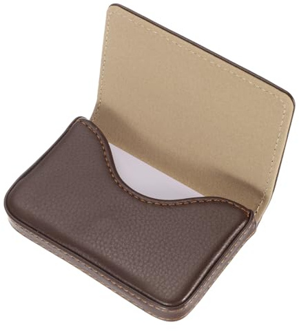 sourcing map Visitenkartenetui PU Leder Visitenkartenetui Tasche Visitenkartenhalter mit Magnetverschluss für Damen und Herren, Dunkelbraun
