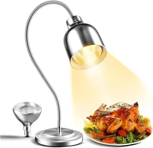 SdaryWare Lampada scaldavivande Indipendente, Lampada scaldavivande Indipendente con Rotazione a 360°, Estensibile, per Tavolo scaldavivande da Cucina di ristoranti