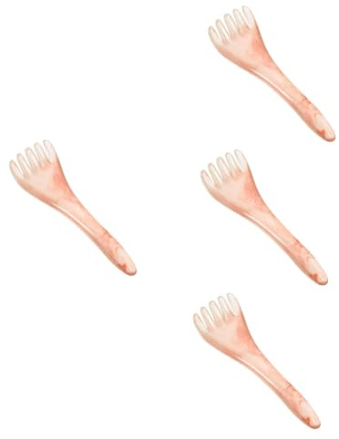 CALLARON 4 Stück Massagekamm gebogen Kopfhautbürste Kopfhautmassager Haar Kopfhautmassagegerät Kopfmassagegerät Kopfhaut Haarmassage Massagebürste Massagekämme für die Kopfhaut Bienenwachs