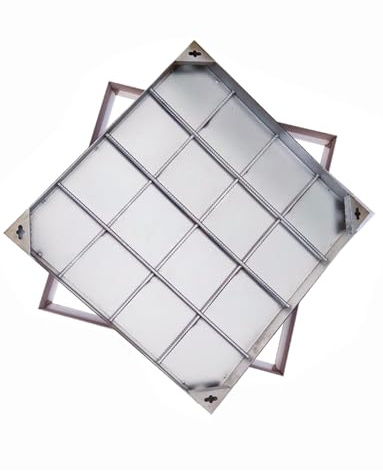Schachtabdeckungen für den Außenbereich, robuster Edelstahl, versenkte Abwasserbeckenabdeckung, quadratische Klärgrubendeckel, für Terrasse/Garten/Garage/Autobahn im Freien (80 x 80 cm)