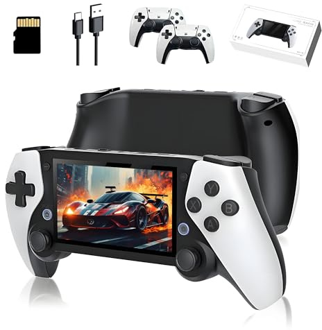 M25 Retro Video Gaming Console Set 128G, Portable Handheld Game Console Preloaded 30000+ Retro Games 20+ Emulators, with 2 Wireless Controllers, EmuELEC System, 4.3-inch LCD Screen, 480*272